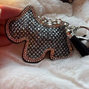 Sparkling Dog Keychain Accessory in Gunmetal Rhinestones